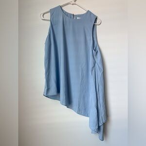 Anna Cate Asymmetric Hem Sleeveless Blouse Top Light Blue Small